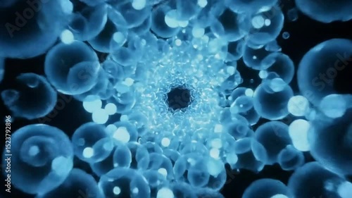 Wallpaper Mural Seamless looping blue bubbles tunnel corridor.  Generative AI. Torontodigital.ca