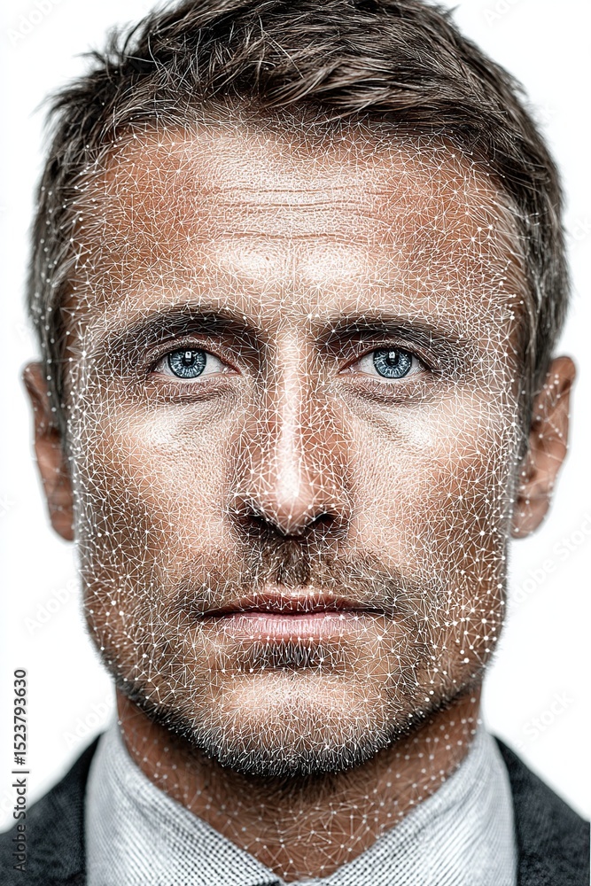 Fototapeta premium Mans Face Covered in Frost.