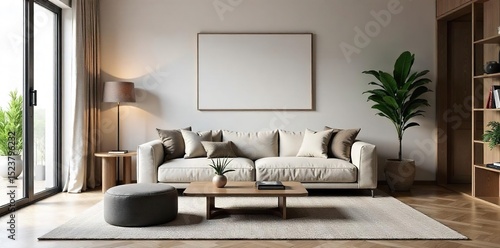 Stylish living room interior design, featuring a modern sofa, elegant coffee table, and chic accessories Perfect for home decor blogs and magazines , textures, carpet