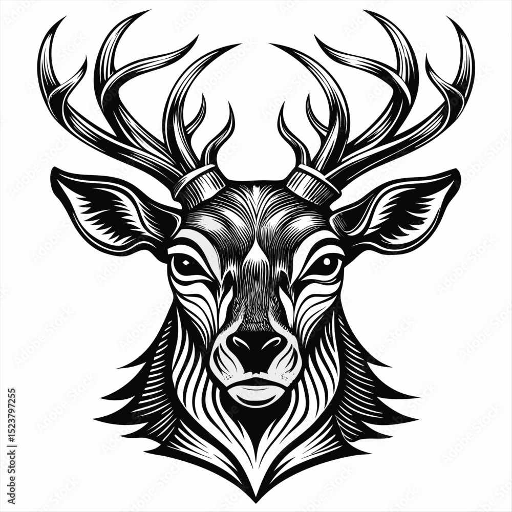 Obraz premium deer head silhouette on withe background