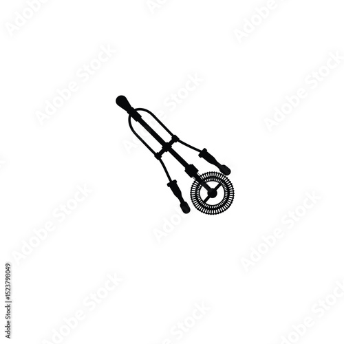 Silhouette of a spirometer with dual handles and a circular dial on white background