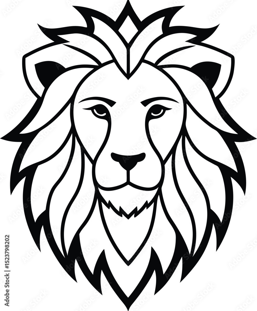 Fototapeta premium Lion head silhouette with tribal elements 