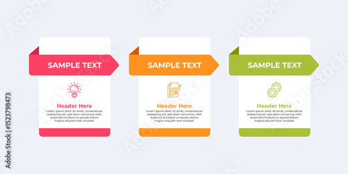 Three step process with headers and description