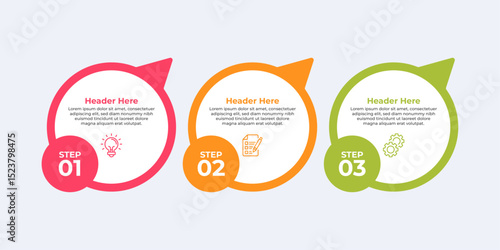 Three step process with headers and description