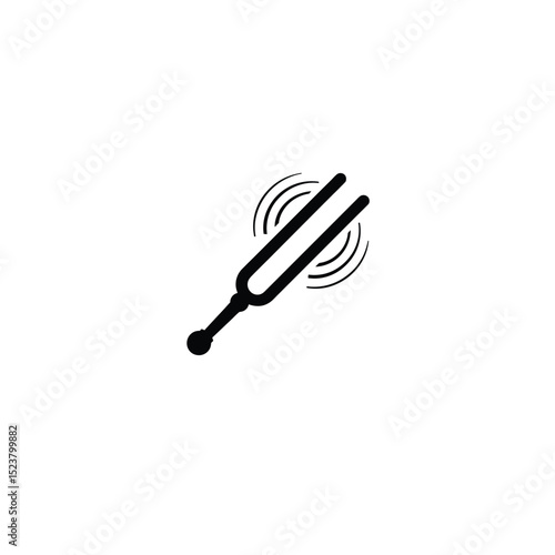 Silhouette of a tuning fork with two parallel tines on white background