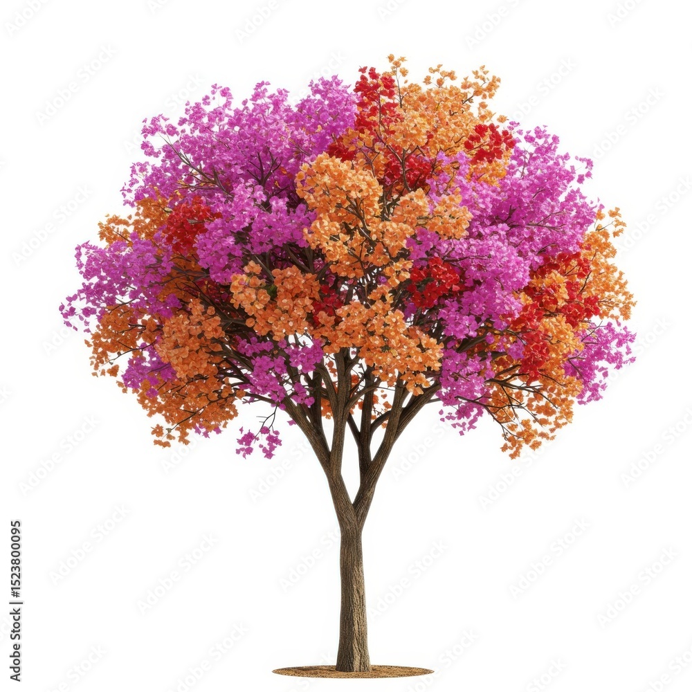 Fototapeta premium Colorful bougainvillea tree isolated on white background