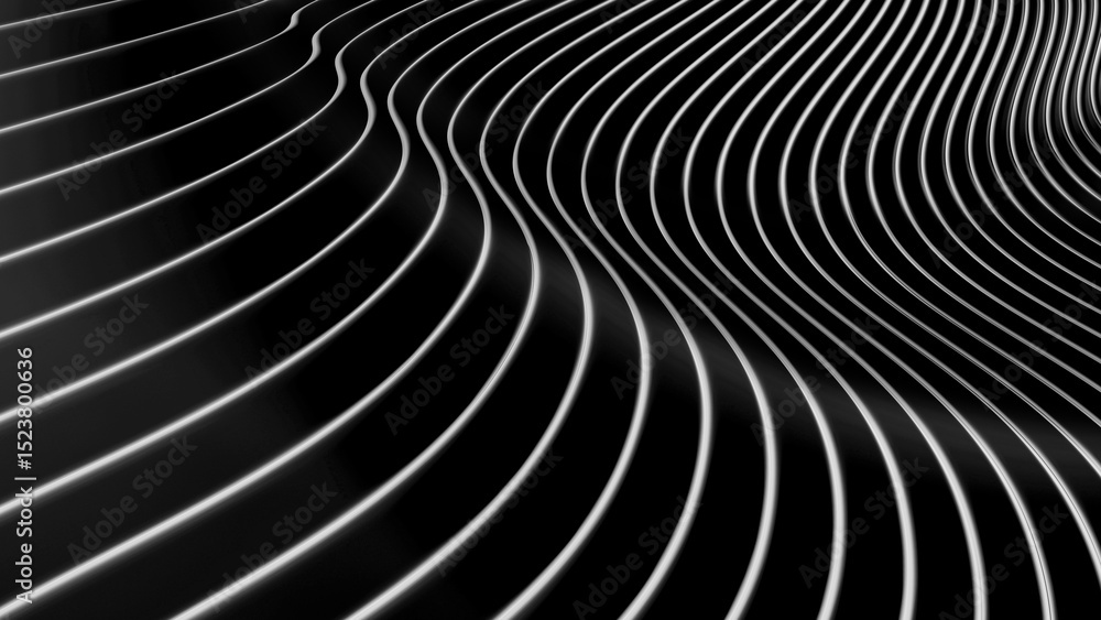 Obraz premium Black striped pattern background, 3d lines design, abstract minimal dark gray background for business presentation.