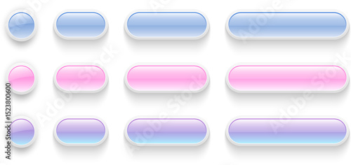 Wallpaper Mural Pink blue shiny buttons set for user interface, 3D modern buttons design for mobile, web, social media, business. Torontodigital.ca