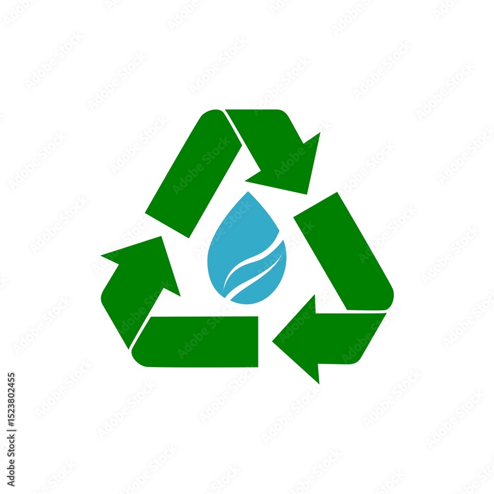 Obraz premium Recycle water leaf icon isolated on white background