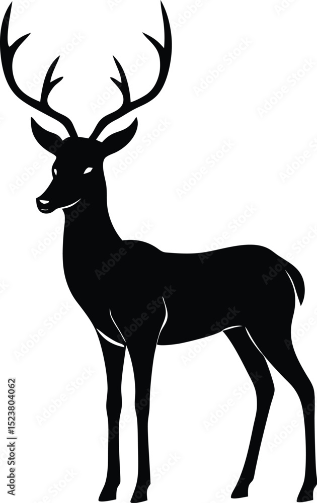Obraz premium Elegant Deer silhouette standing in forest illustration 