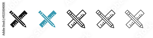 Pencil and ruler icon illustration vector symbol set