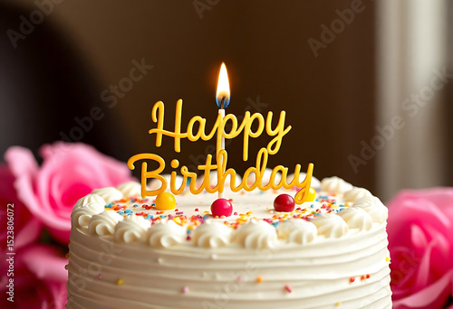Happy Birthday Cake A Festive City Landscape Image