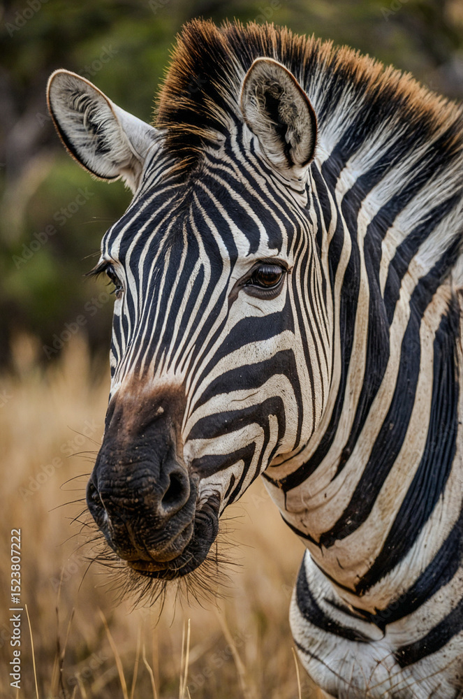 Naklejka premium zebra eating grass
