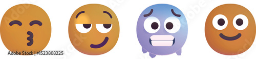 Emoji Faces Set – Kiss Smiling, Smirk, Cold, Slight Smile

