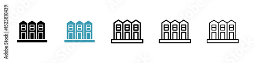 Terraced Houses line icon in art style vector