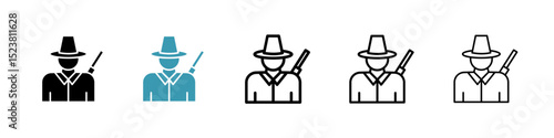 Hunter line icon in art style vector