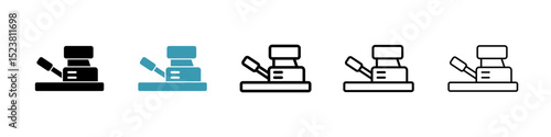 Floor sanding machine line icon in art style vector