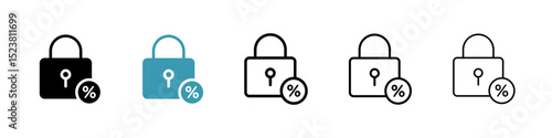 Fixed rate mortgage line icon in art style vector