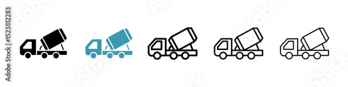 Cement truck line icon in art style vector