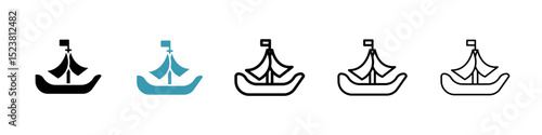 Caravel line icon in art style vector