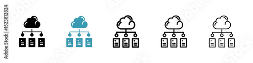 Data center line icon in art style vector