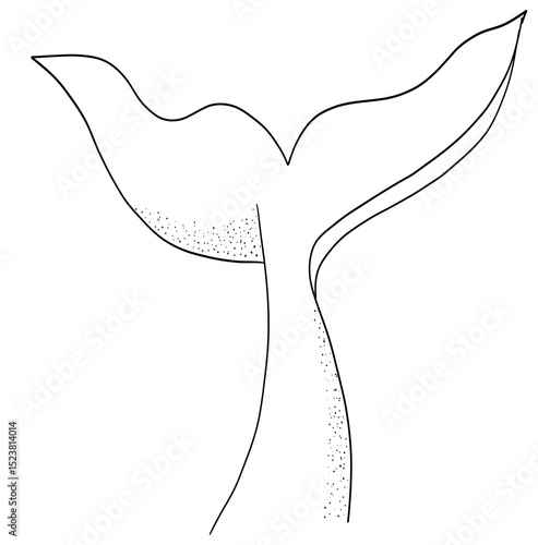 Simple one line art of whale tail hand drawn minimalistic sketch ocean symbol vector design