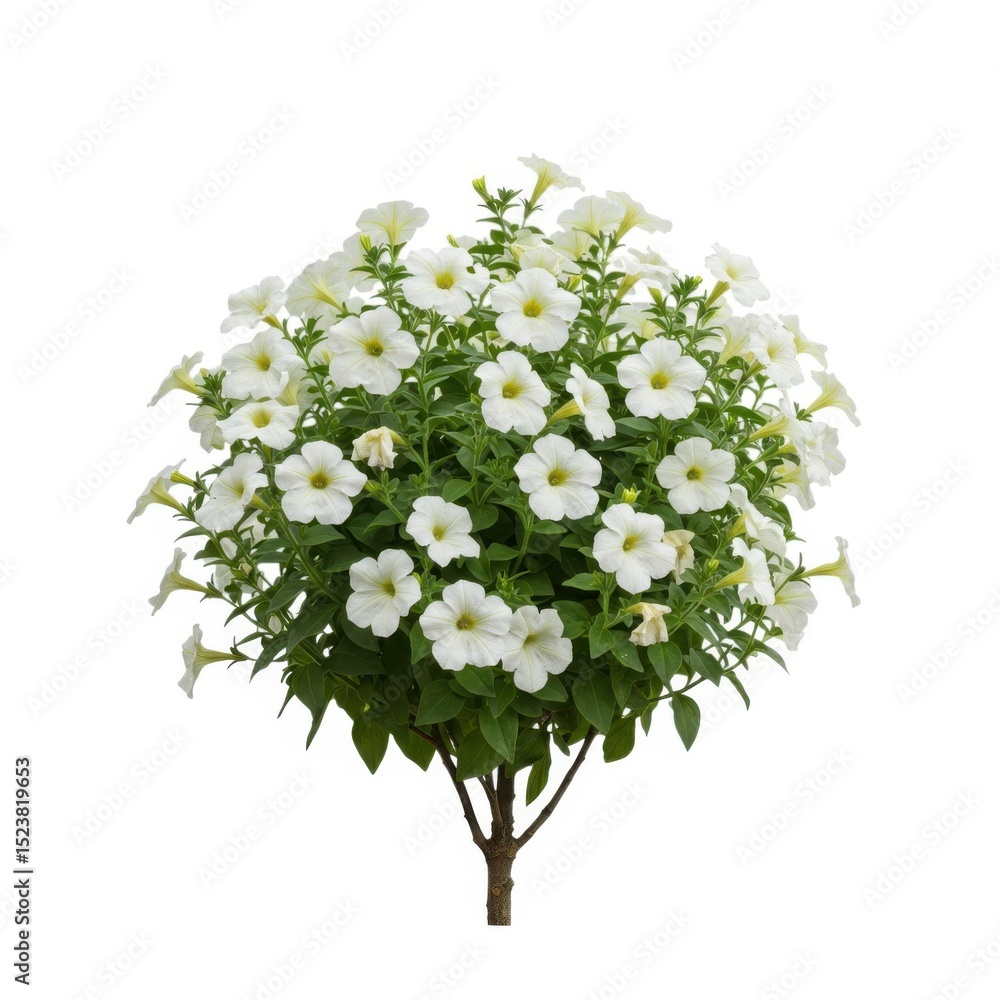 Obraz premium White petunia bush plant isolated on white background