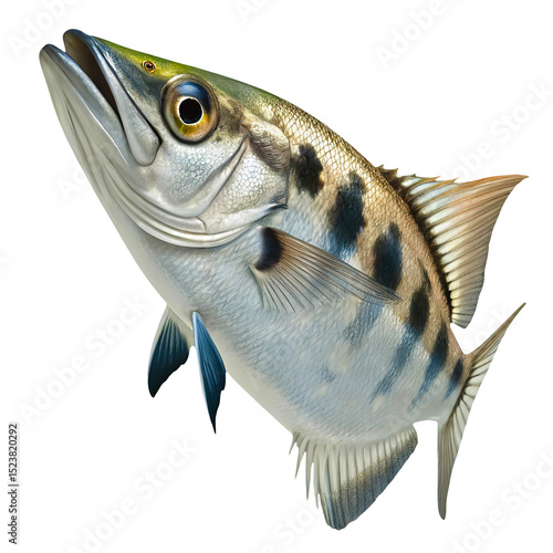 Toxotes Jaculatrix (Archerfish) Isolated on Transparent Background Tropical Freshwater Fish