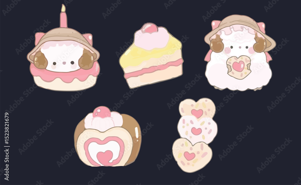 set of cupcakes with cherry set of cupcakes with cherry