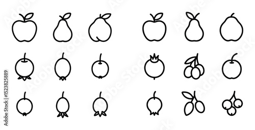 Minimalist Pome Fruits Icons