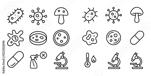 Microbiology Icons Grid