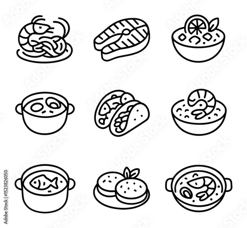 Minimalist Seafood Icons