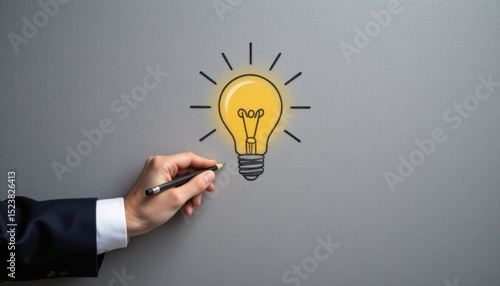 Creative idea generation hand illustration office setting digital art minimalist design inspirational concept