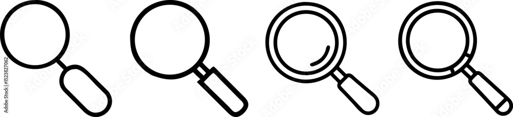 Set of Magnifying glass. Magnifying glass loupe. Search icon vector. Magnifier loupe sign. Set of Magnifying glass. Magnifying glass loupe. Search icon vector. Magnifier loupe sign.