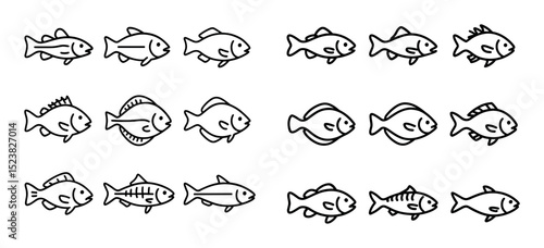 Minimalist Fish Icons