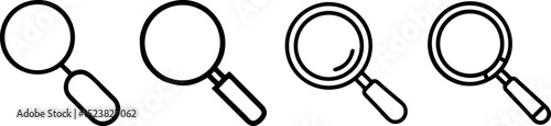 Set of Magnifying glass. Magnifying glass loupe. Search icon vector. Magnifier loupe sign.