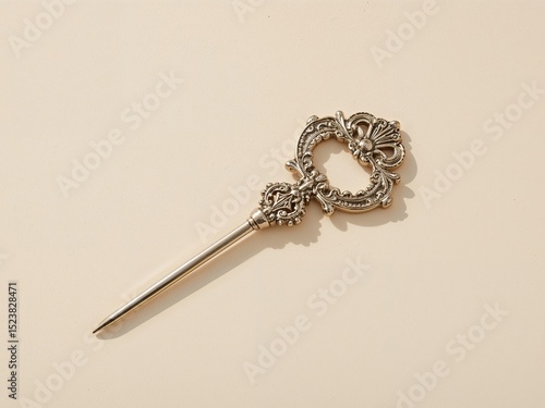 Elegant Silver Letter Opener with Ornate Floral Details and Vintage Design.