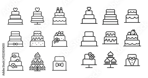 Minimalist Wedding Cake Icons