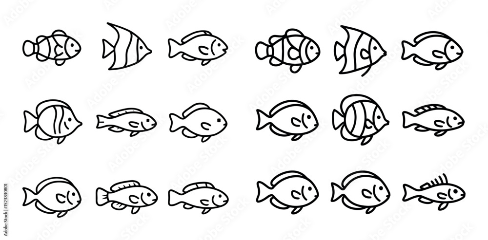 Obraz premium Minimalist Reef Fish Icons
