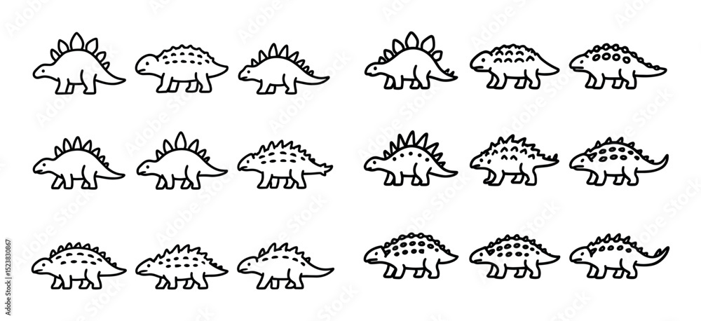 Fototapeta premium Armored Dino Icons