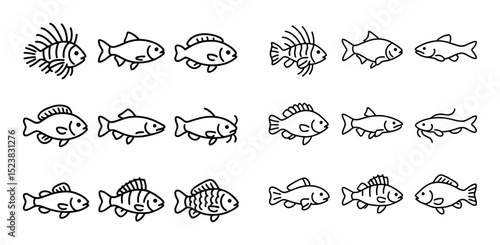 Minimalist Invasive Fish Icons