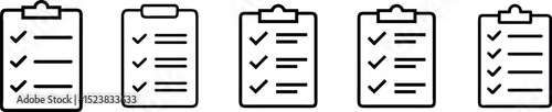 Clipboard Checklist document icon vector. Clipboard icon set. Checklist on the clipboard line icon.