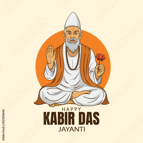 Illustration of Saint Kabir Das Jayanti. famous poet and mystic saint in India