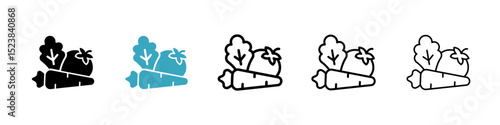 Vegetable icons in Multiple Styles Set. Vector Illustration