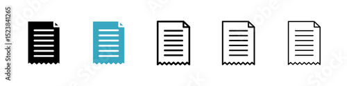 Receipt icons in Multiple Styles Set. Vector Illustration