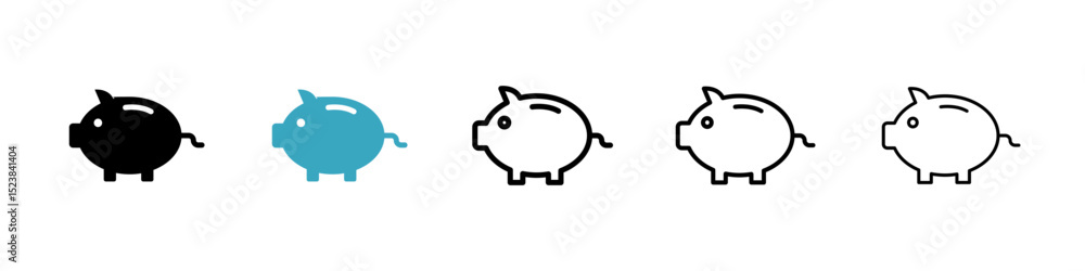 Piggy bank icons in Multiple Styles Set. Vector Illustration Piggy bank icons in Multiple Styles Set. Vector Illustration