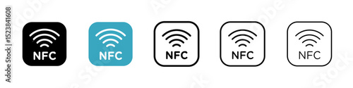 NFC icons in Multiple Styles Set. Vector Illustration