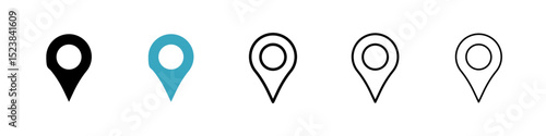 Navigation pin icons in Multiple Styles Set. Vector Illustration