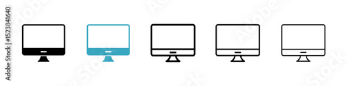 Monitor icons in Multiple Styles Set. Vector Illustration