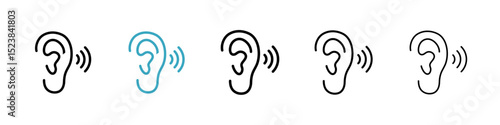 Listening icons in Multiple Styles Set. Vector Illustration